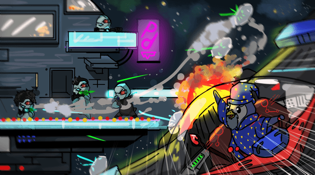 Gargolon makes for the stars amid a volley of retaliatory Alienoot fire.