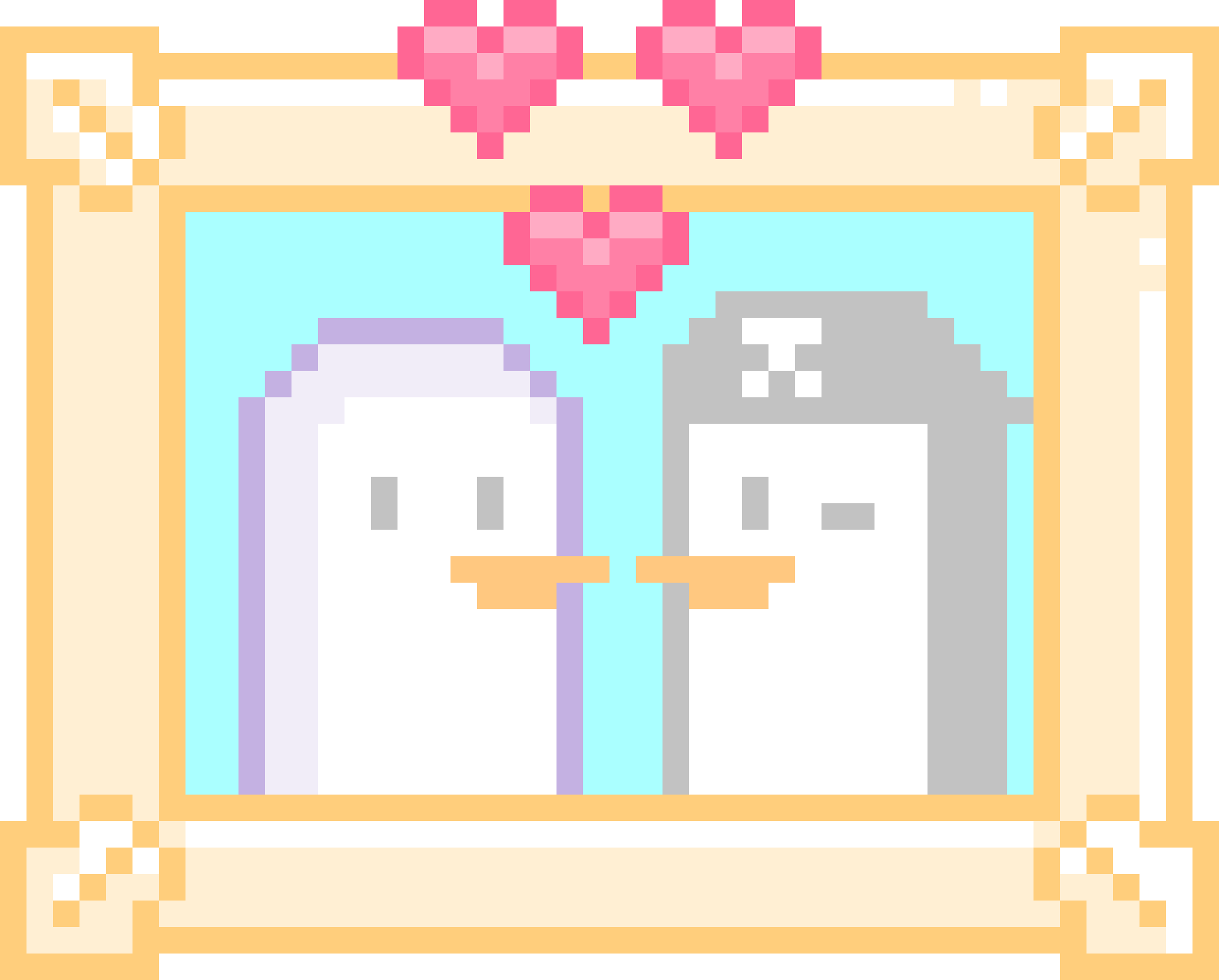 frame of penguins in love
